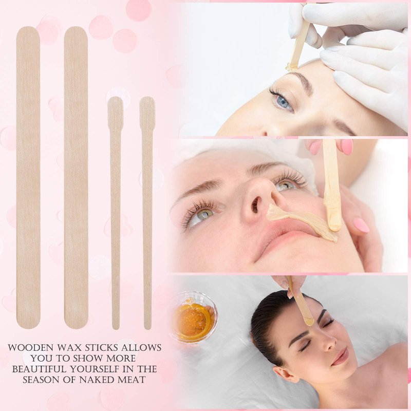 Maitys 1000 Pcs Wooden Wax Sticks Spatula Wax Applicator Sticks Wood Craft Sticks Include 500 Pcs Large Eyebrow Wax Applicator and 500 Pcs Small Wood Waxing Applicator Stick for Body Face Hair Removal