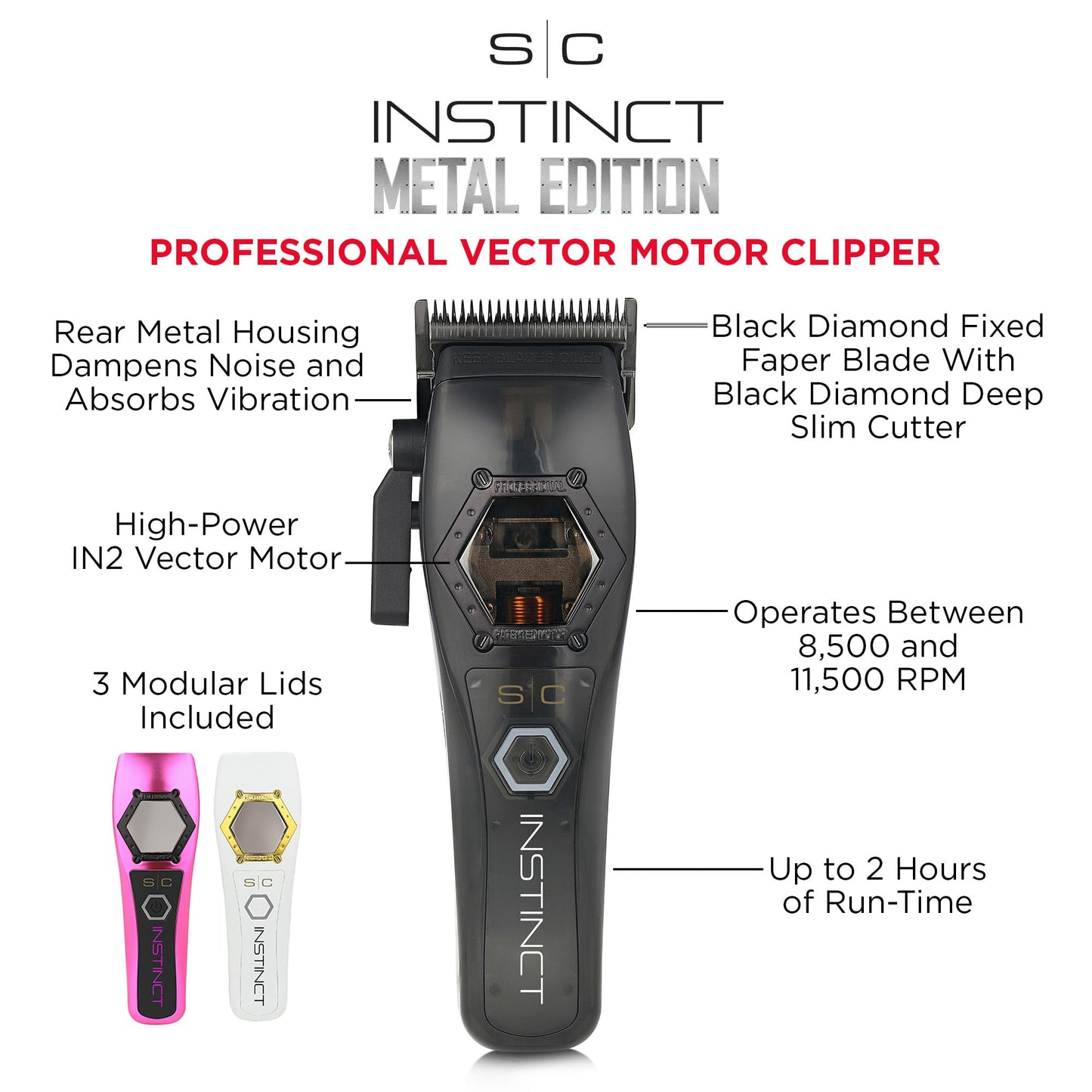 Stylecraft Instinct Metal Edition Hair Clipper Professional IN2 Vector Motor with Intuitive Torque Control