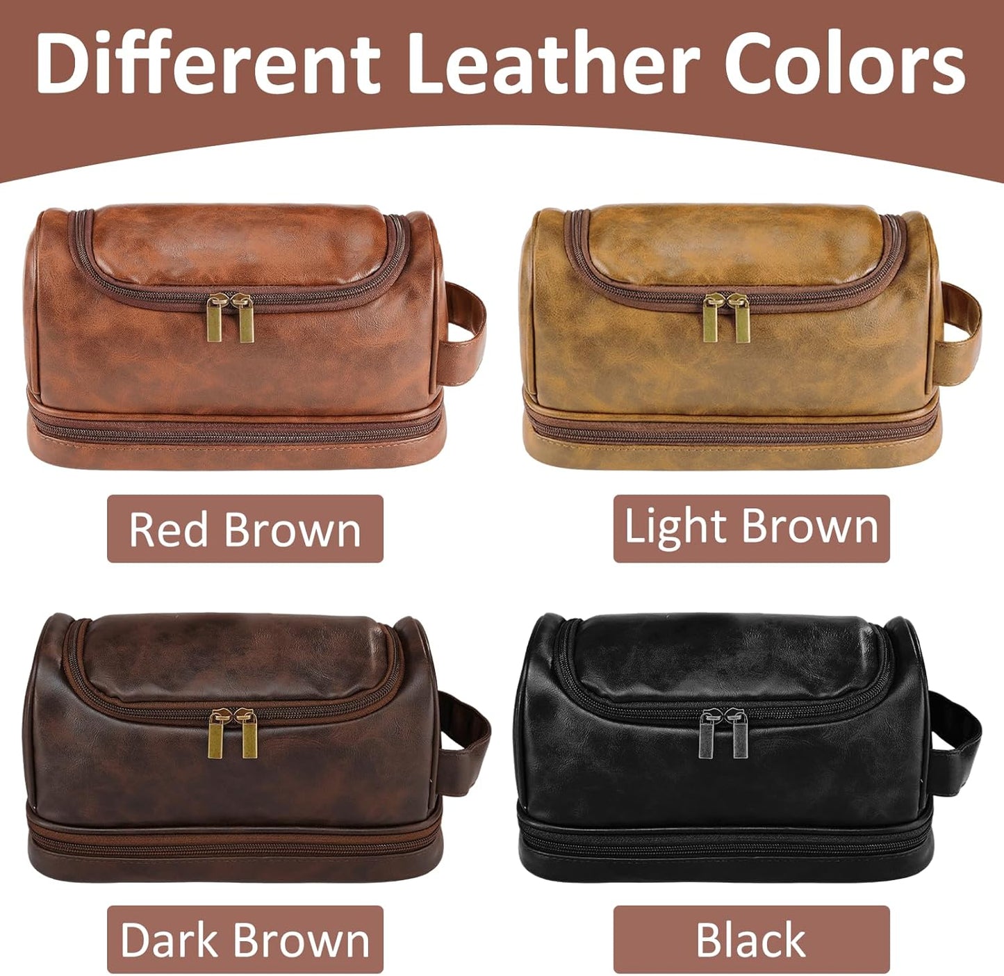 Personalized Toiletry Bag for Men - Custom Leather Shaving Bag | Engraved Travel Gift for Dad, Husband, Groomsmen, Son
