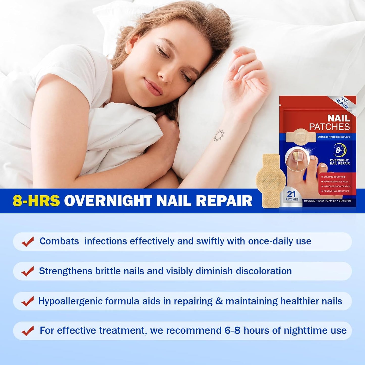 Toenail Treatment Patches - Extra Strength Hydrogel Repair for Damaged, Thick & Brittle Toenails | 42PCS Set
