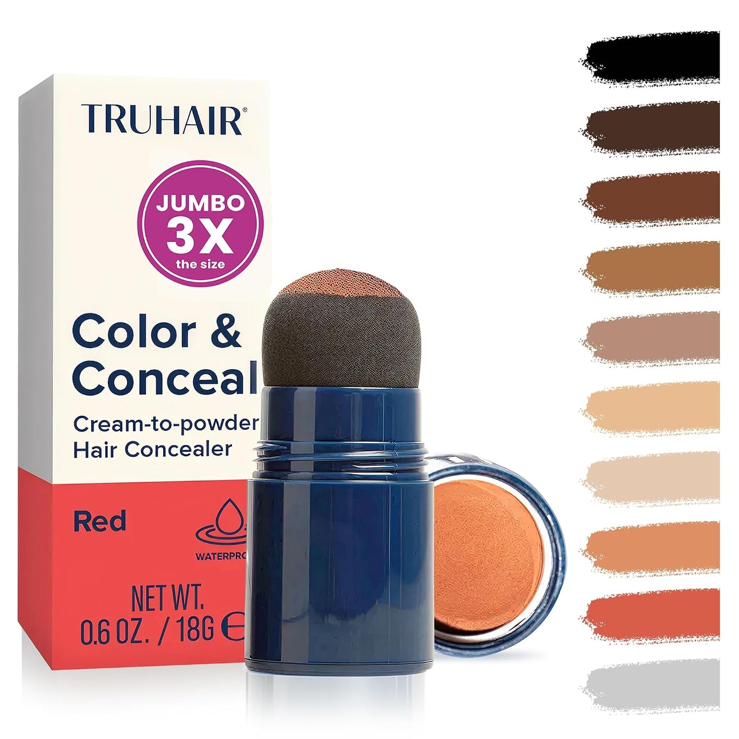 TRUHAIR Color & Conceal Waterproof Root Touch Up - Gray Coverage & Hairline Filling | Auburn Shade