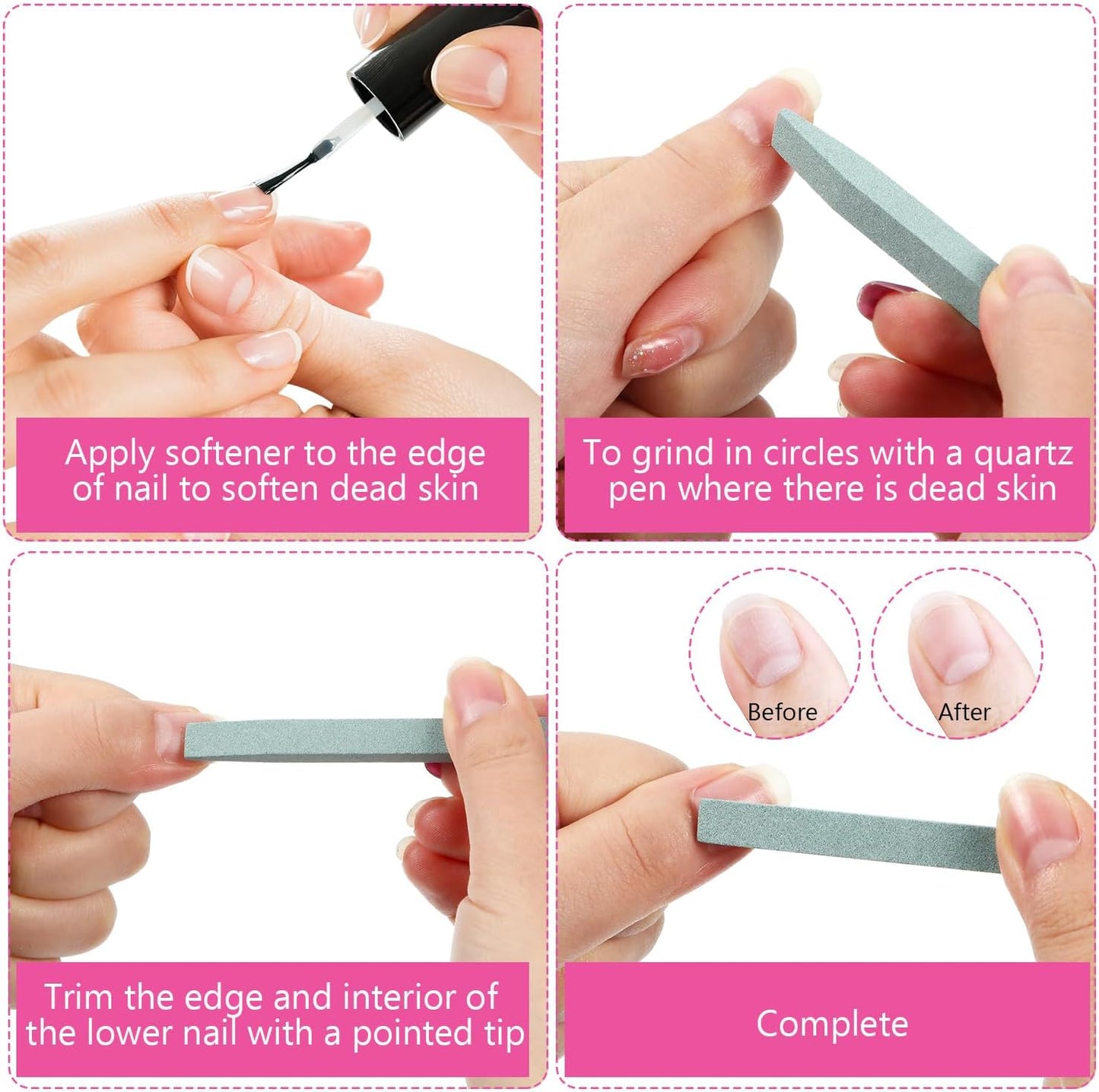 Stone Nail File Set - 8 Pcs Pumice Stick for Fingernails & Toenails | Home Salon Buffing Tools (4 Colors)