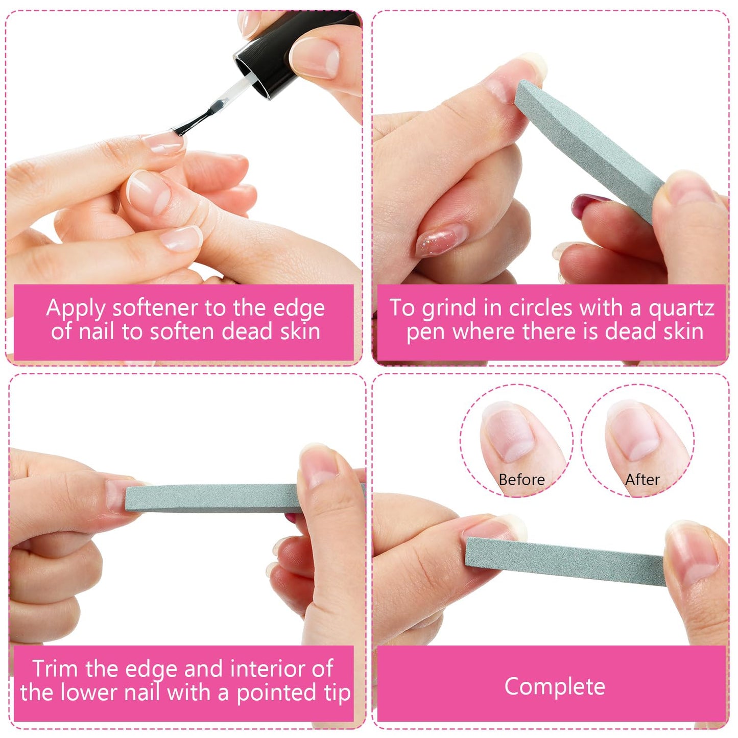 Mudder 8 Pcs Stone Nail File Pumice Stick for Fingernails Pumice Rock Nail Cuticle Pusher Rock File for Home Salon Toenail Buffing Tool (4 Colors)