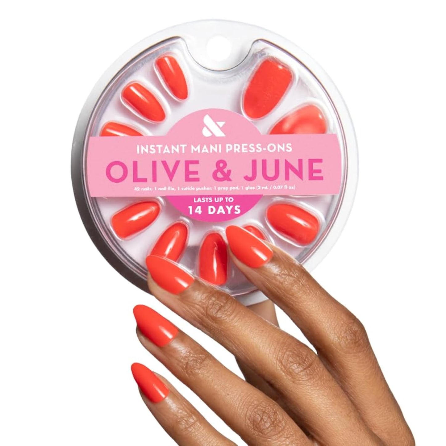 Instant Mani Summer Press-On Nails - Non-Toxic, Long-Lasting | 42 Fake Nails in 21 Sizes | Medium Almond Shape