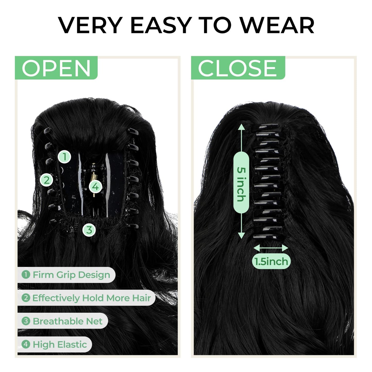 Cephermer Ponytail Extension 10" Claw Clip Short Wavy Pony Tails Copper Red Natural Looking Synthetic Hairpiece for Women