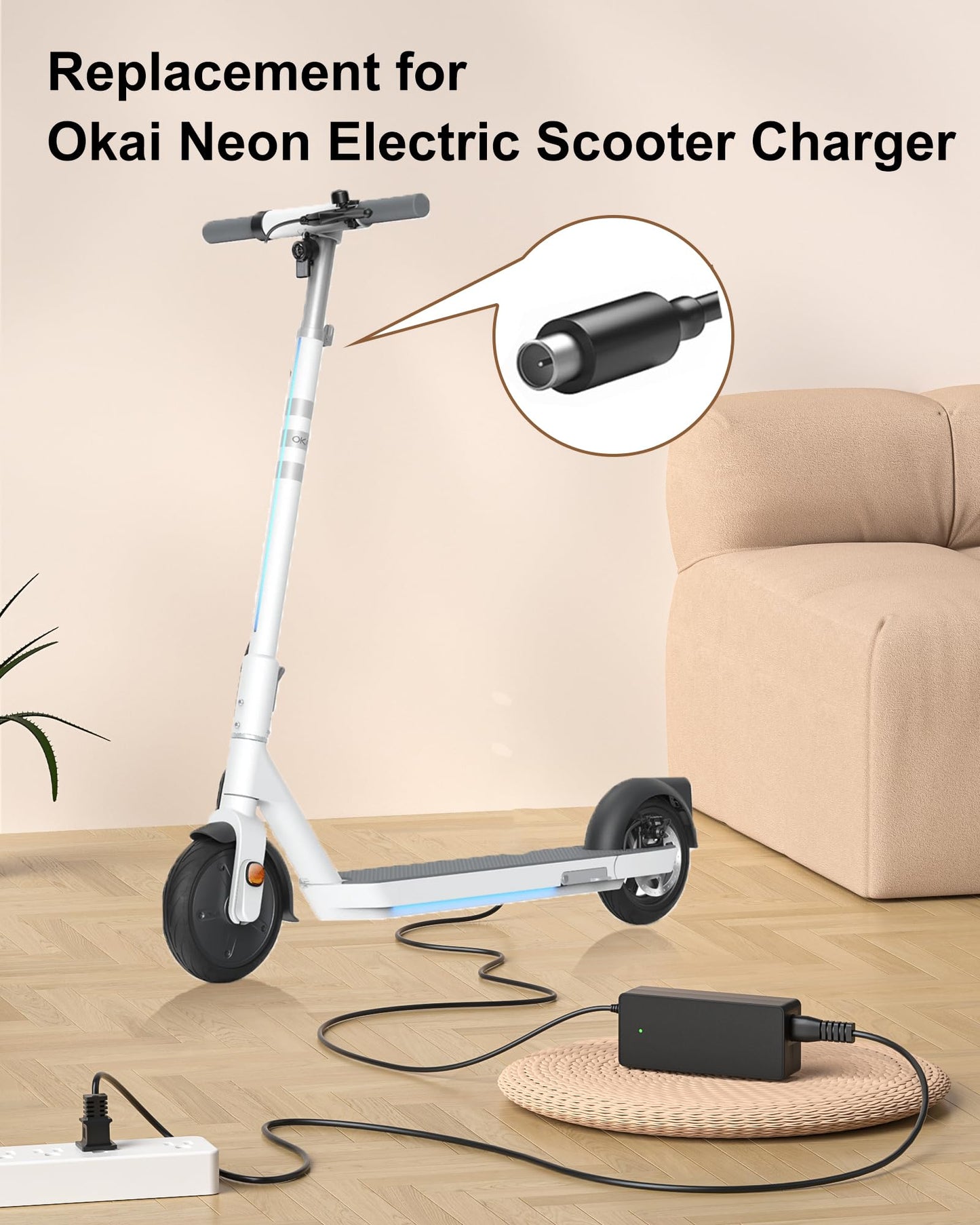 42V for Okai Neon Electric Scooter Charger for Okai Neon Lite EA10 ES10 ES20 ES50B Scooter, AovoPro M365 Pro ES60 EW6 ES80,YADEA KS5 Pro KS1, Macwheel MX1 MX2 for Bird Air M365 Power Supply