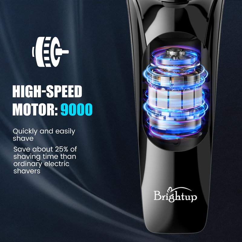 Brightup Electric Razor for Men, Electric Shavers for Men Face with Pop-up Trimmer, Waterproof Cordless USB-C Rechargeable, Wet Dry Portable Shaver with LCD Display/Travel Case, Gift for Him
