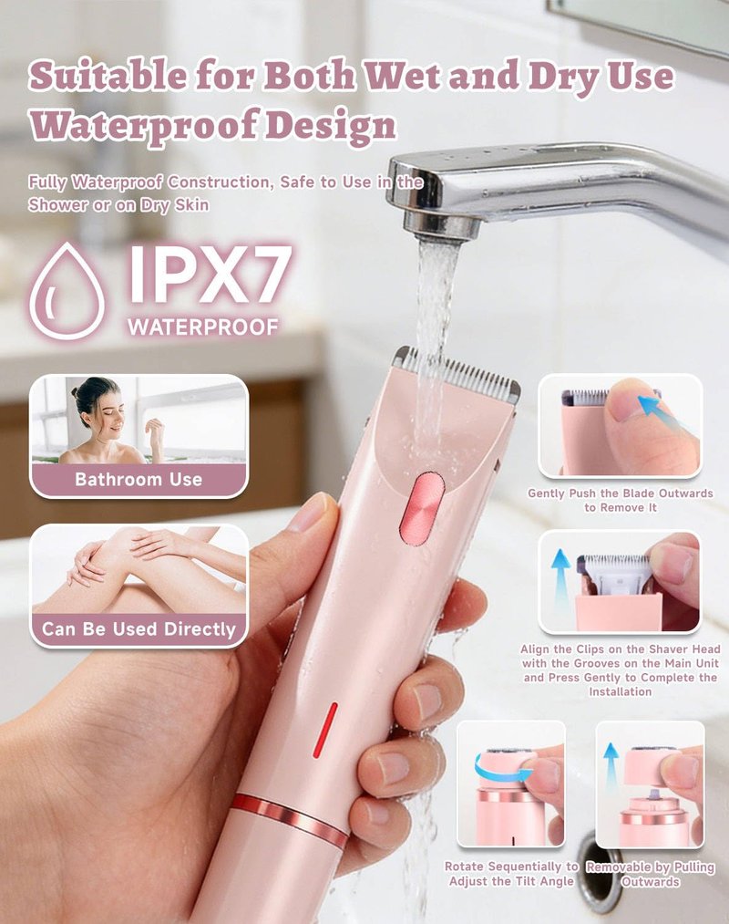 Dermavel Trimmer 2.0 Women, Ergonomic 2-in-1 Body & Facial Hair Trimmer, Luxury Skin Gentle Electric Razor, Waterproof Rechargeable Grooming Shaver for Smooth, Effortless Results, Skin Care (Purple)