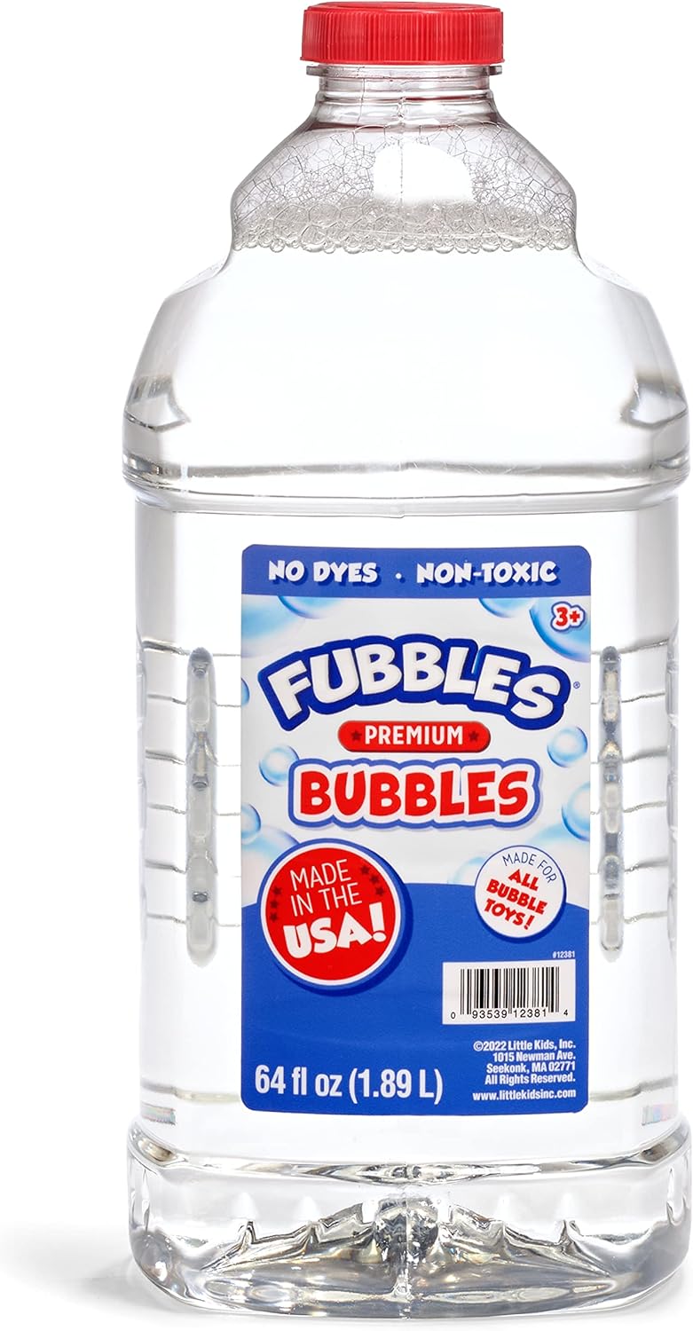 Fubbles Little Kids Bubble Solution - 64oz Non-Toxic Refill for Bubble Machines & Toys