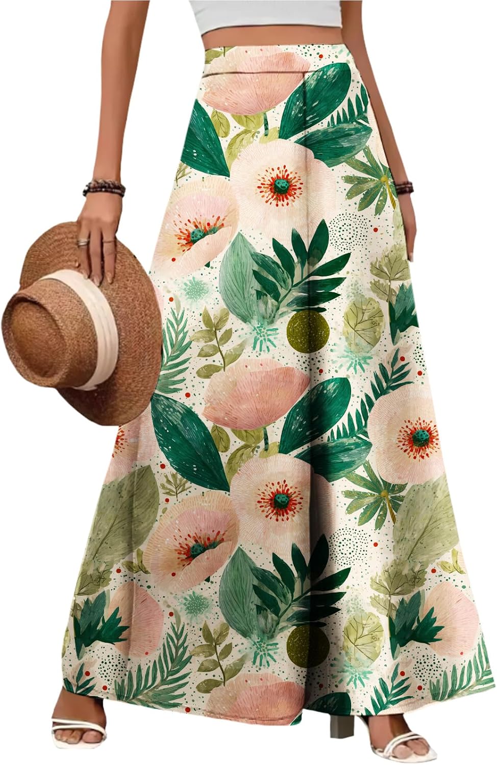 ZOCAVIA Women's Boho Wide Leg Pants - Lightweight High Waisted Palazzo Trousers with Pockets | Summer Casual Style
