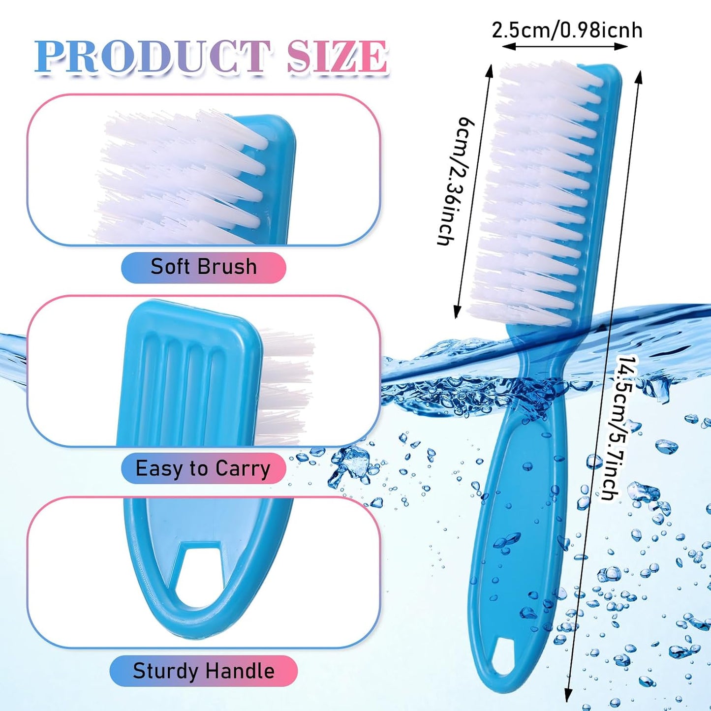 100 Pieces Handle Grip Nail Brush Set - Perfect for Cleaning Fingernails & Toes | 10 Vibrant Colors