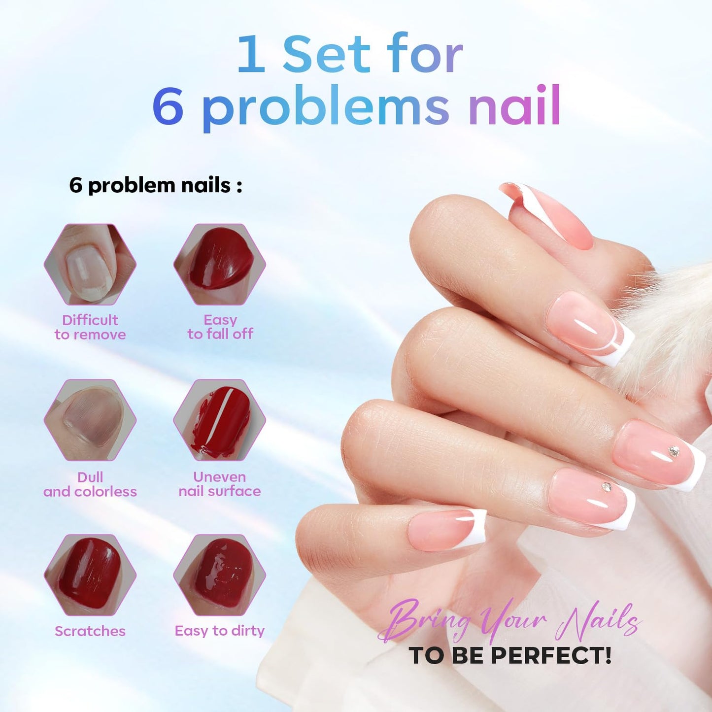 Modelones Gel Top Coat - 15ml Super Shiny No Wipe Base & Top Coat Set | Soak Off Nail Polish