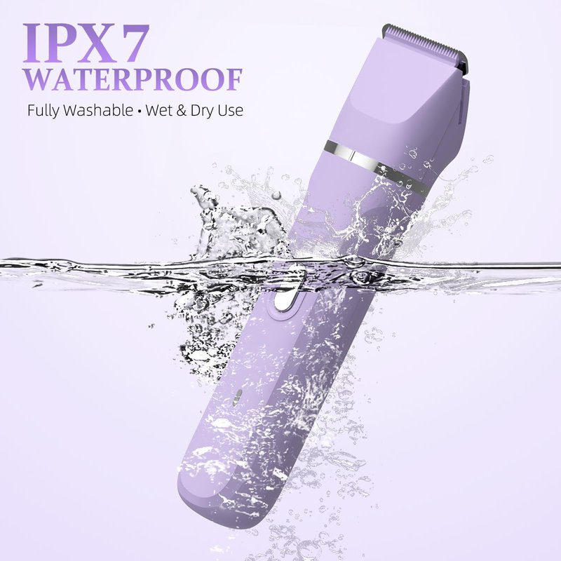 HOHOLE 5-in-1 Bikini Trimmer for Women, IPX7 Waterproof Electric Razors Shaver, Cordless Body Hair Trimmer, Facial & Pubic Hair Removal, Ceramic Blade (Purple)