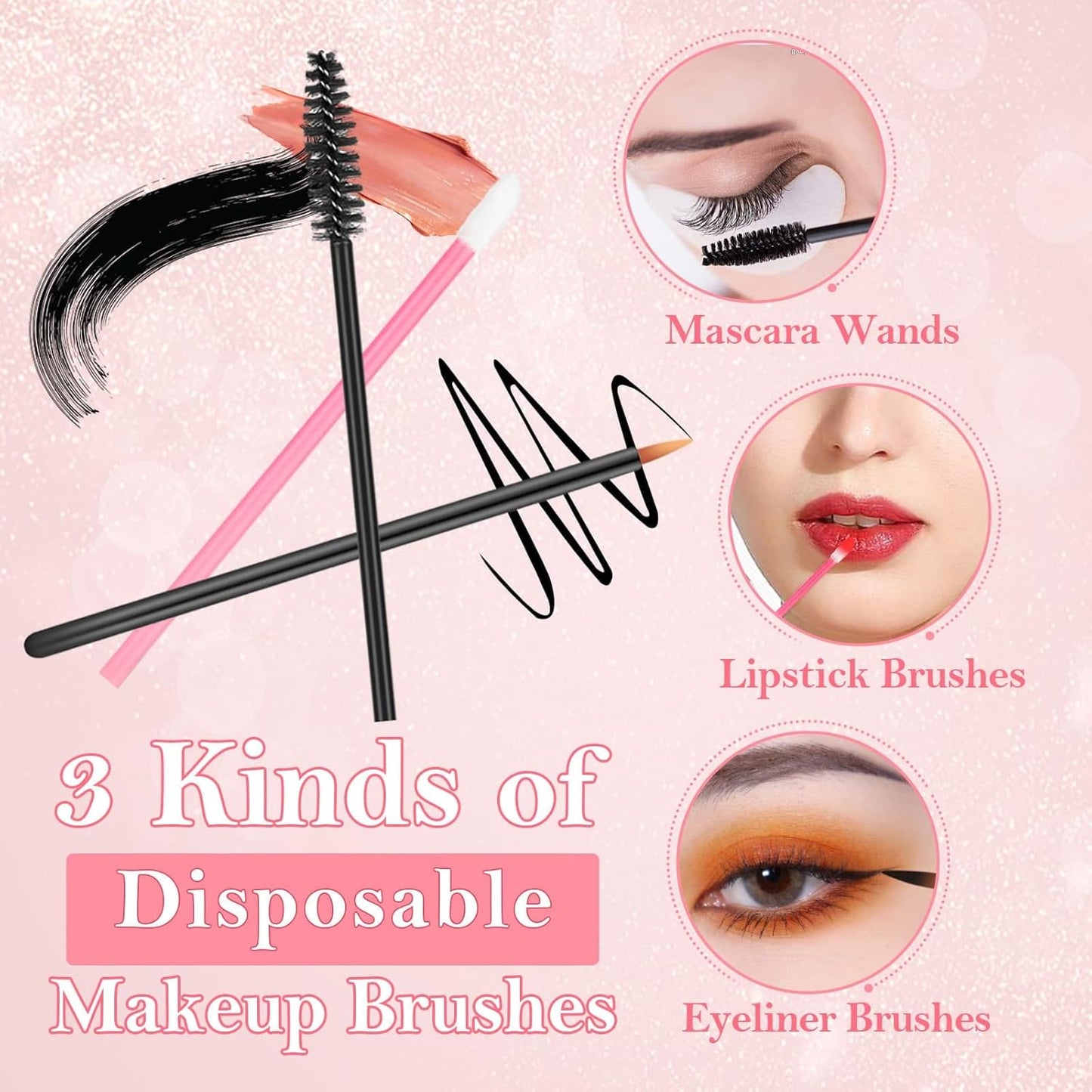 Disposable Makeup Applicators Kit - Triangle Puff, Mascara Wands, Lip Brushes & Hair Clips | Complete Artist Supplies Set