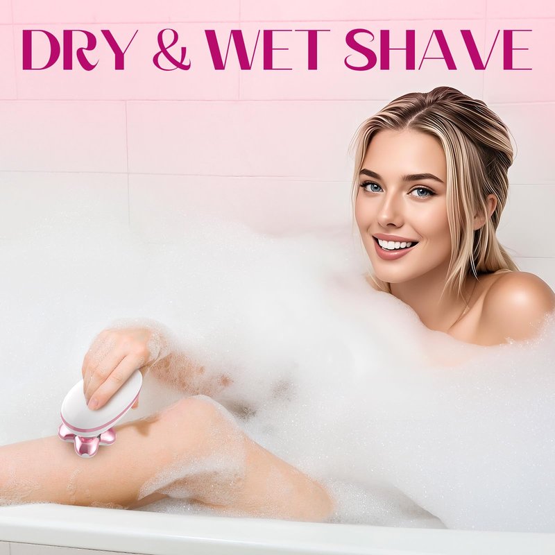 Electric Razors for Women Legs, Flawless Electric Shaver for Women, Rechargeable Waterproof Women's Electric Trimmer for Arms Legs Underarms and Pubic Area (Pink)