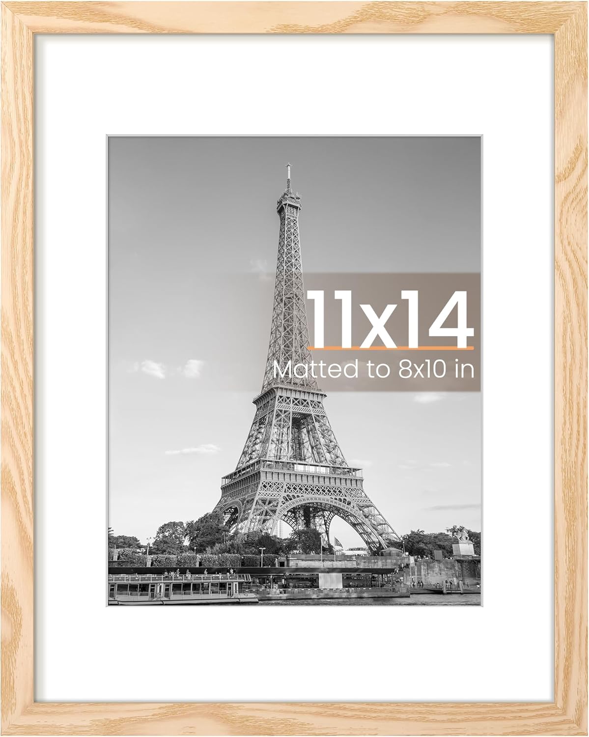 Upsimples 11x14 Picture Frame - Display 8x10 Photos with Mat or 11x14 Without Mat | Black Wall Hanging Frame