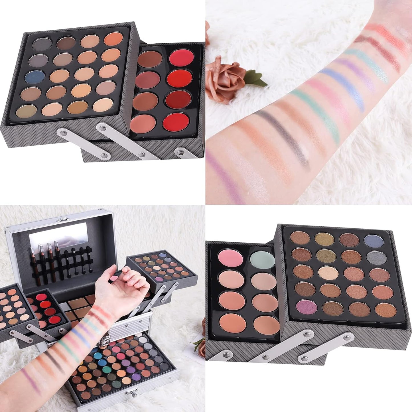132 Color All-In-One Makeup Kit for Women - Professional Gift Set with Eyeshadow, Lipstick, Concealer & More | Silver