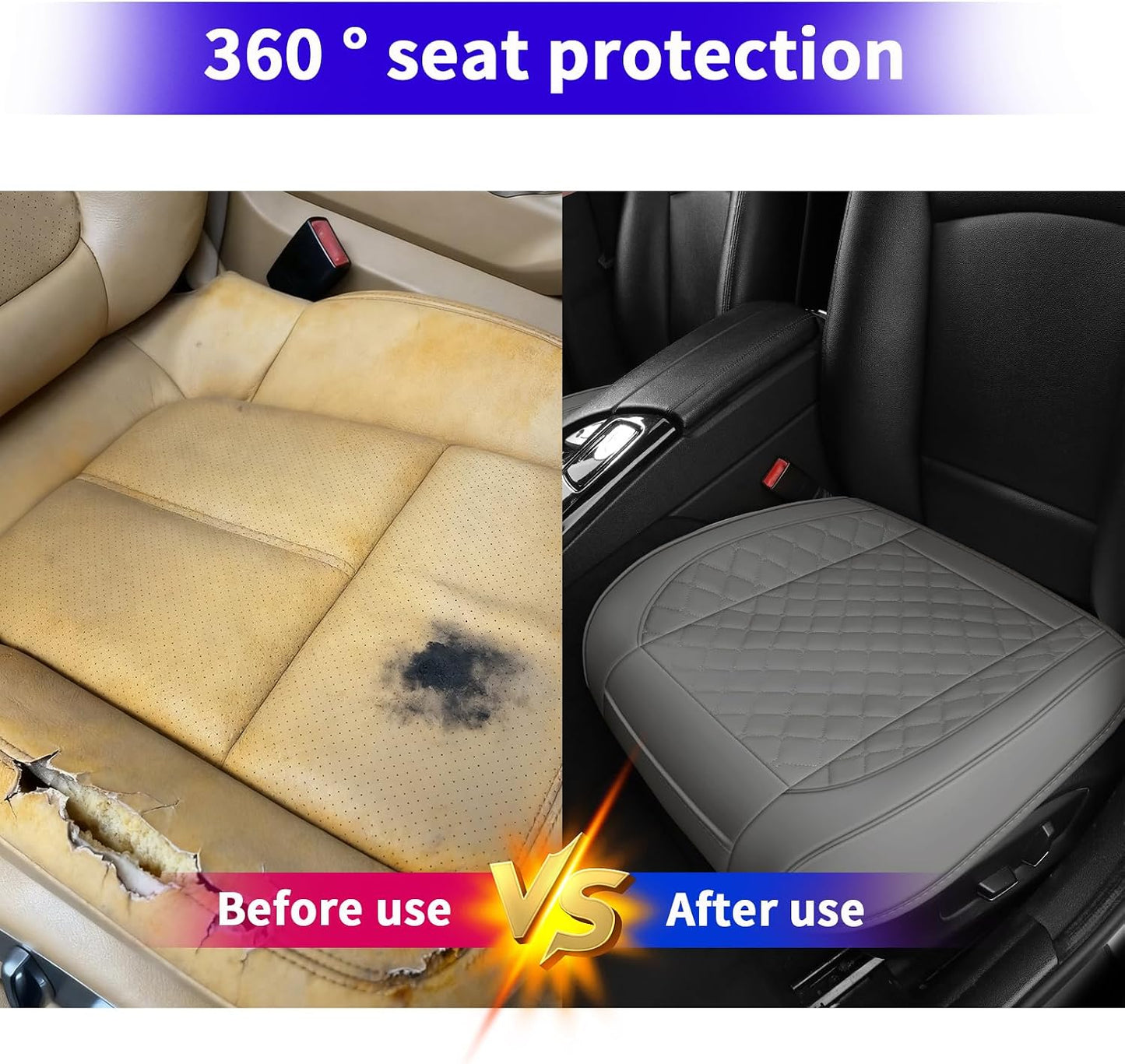 Car Seat Covers - Waterproof Leather Protector for Universal Fit | 2-Piece Set in Grey