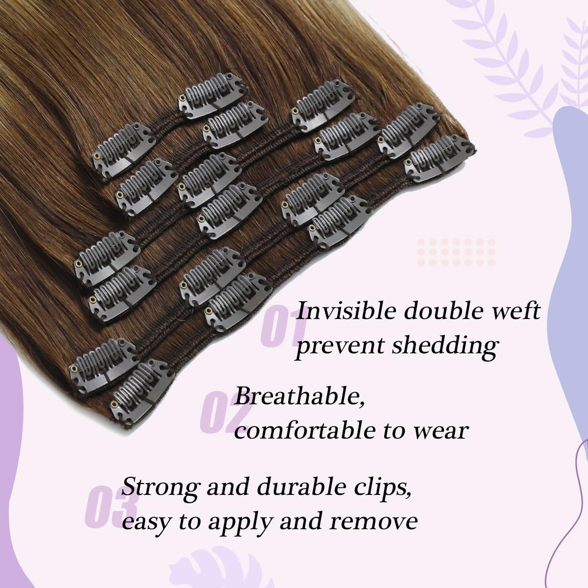 Sindra Clip in Hair Extensions Real Human Hair, 20inch Balayage Clip in Hair Extensions Chocolate Brown to Caramel Blonde 120g 6pcs Silky Full Head (#4/27/4 20in)