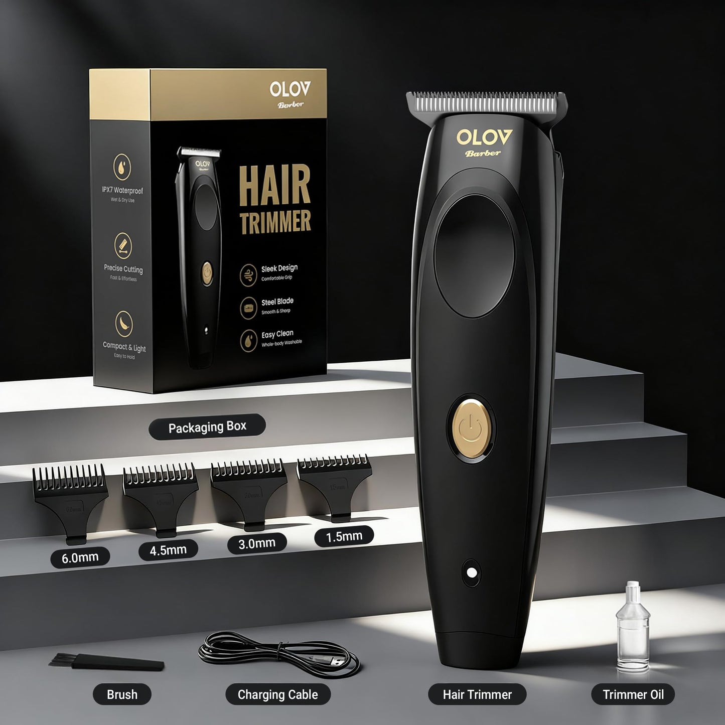 OLOV Barber Hair Trimmer for Men, Cordless T-Blade Beard Trimmer, Professional Rechargeable Hair Clippers for Hair Mustache Cutting & Grooming