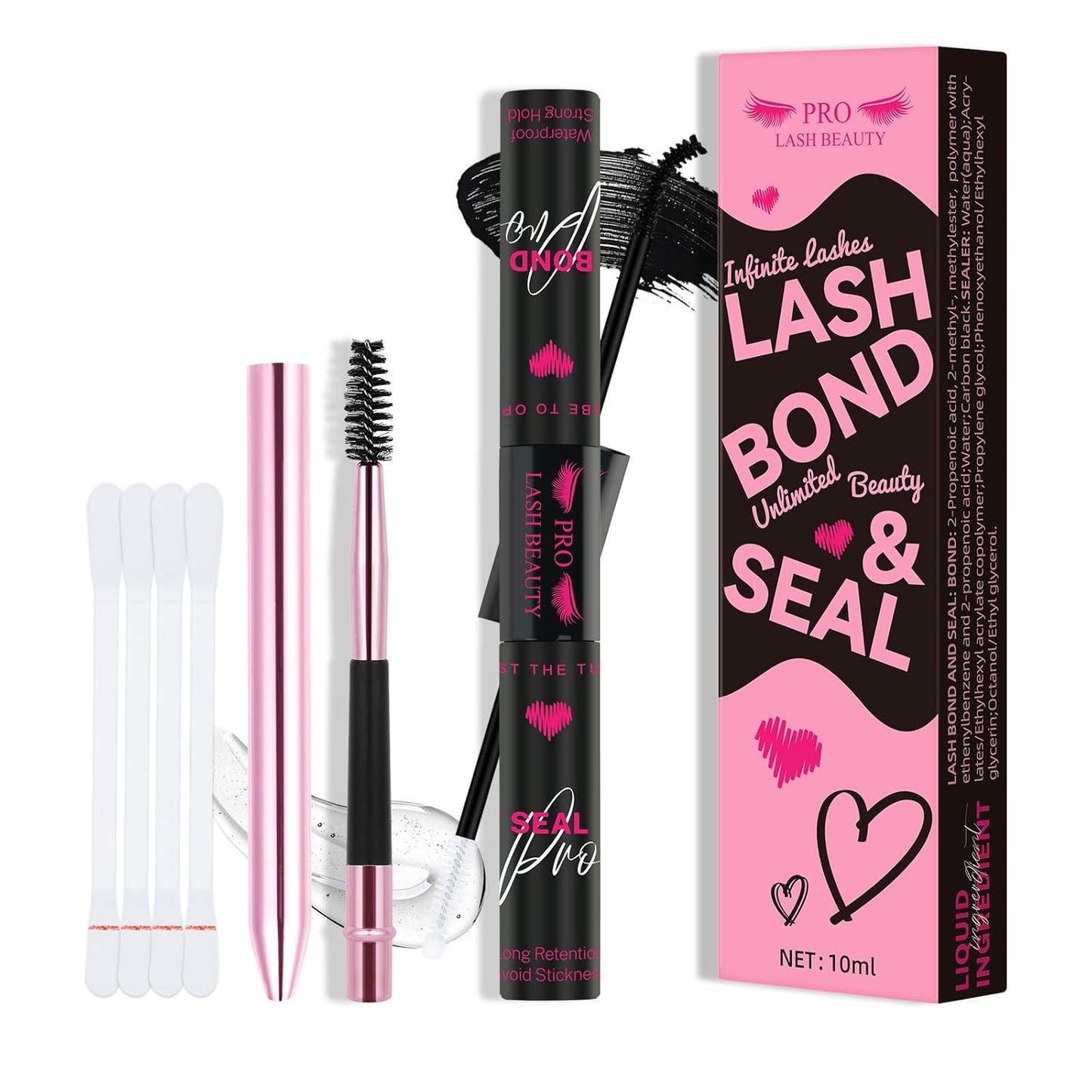 Cluster Lash Glue & Seal - Waterproof Strong Hold for DIY Eyelash Extensions | 5ml Black & 5ml Clear