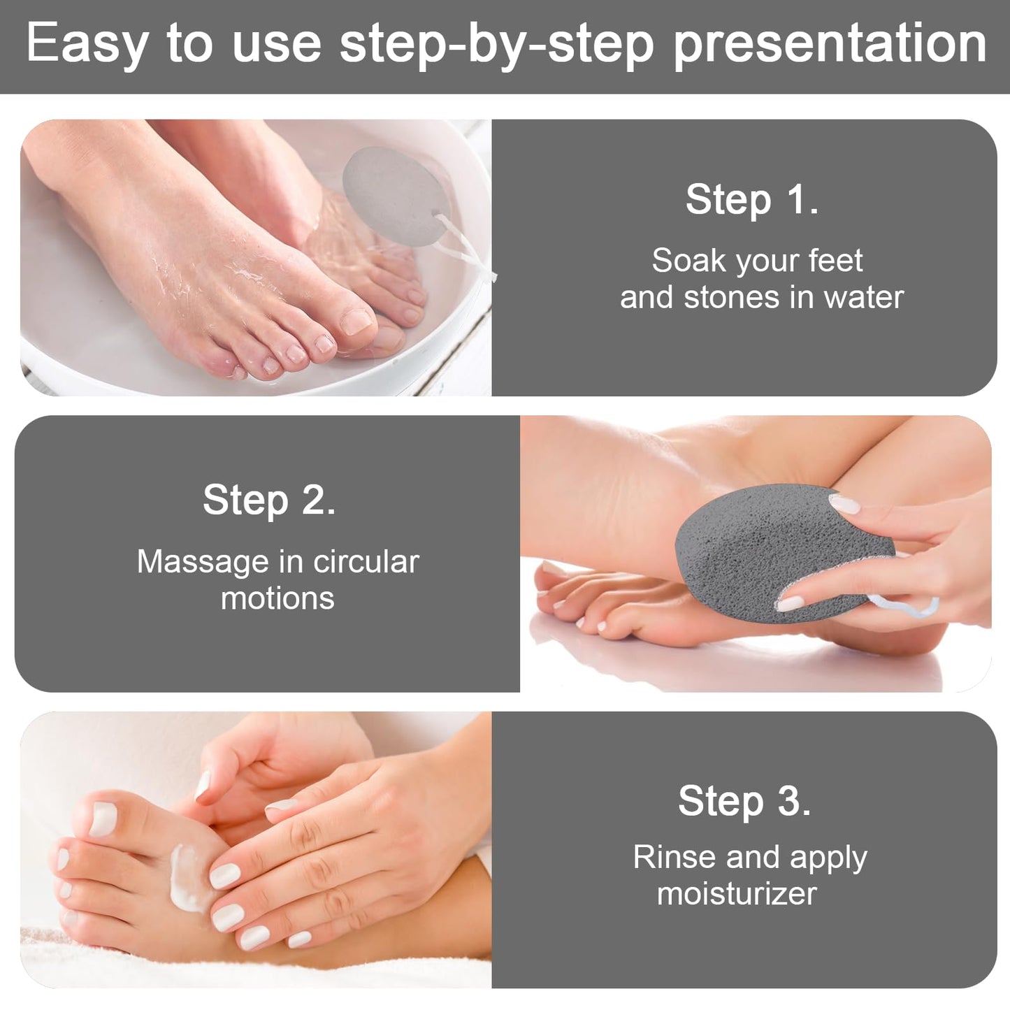 Pumice Stone Foot Exfoliator Callus Remover Pedicure Tool for Women Men Wife Husband Shower or Bath Foot Care 1 Pcs(Grey)