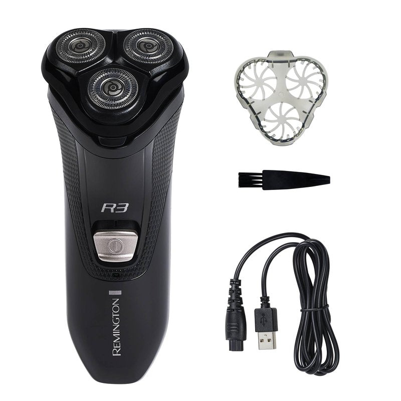Remington R3 Style Series Rotary Shaver for Men, Flexing Technology and Sensitive Skin Comfort, Rechargeable Wet or Dry Electric Razor with Pop Up Trimmer and Stubble Attachment