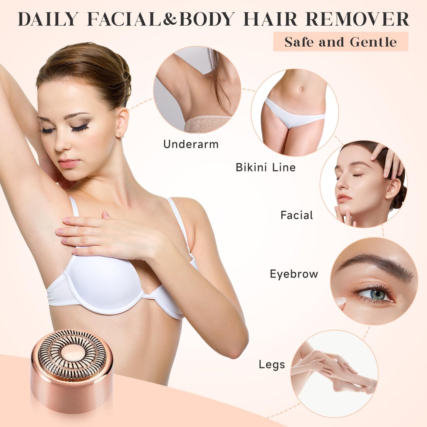 Replacement Heads Generation 3 for New Finishing Touch Flawless Facial Hair Remover,Upgraded Replacement Blades for Women,Ring Light Rose Gold for Flawless