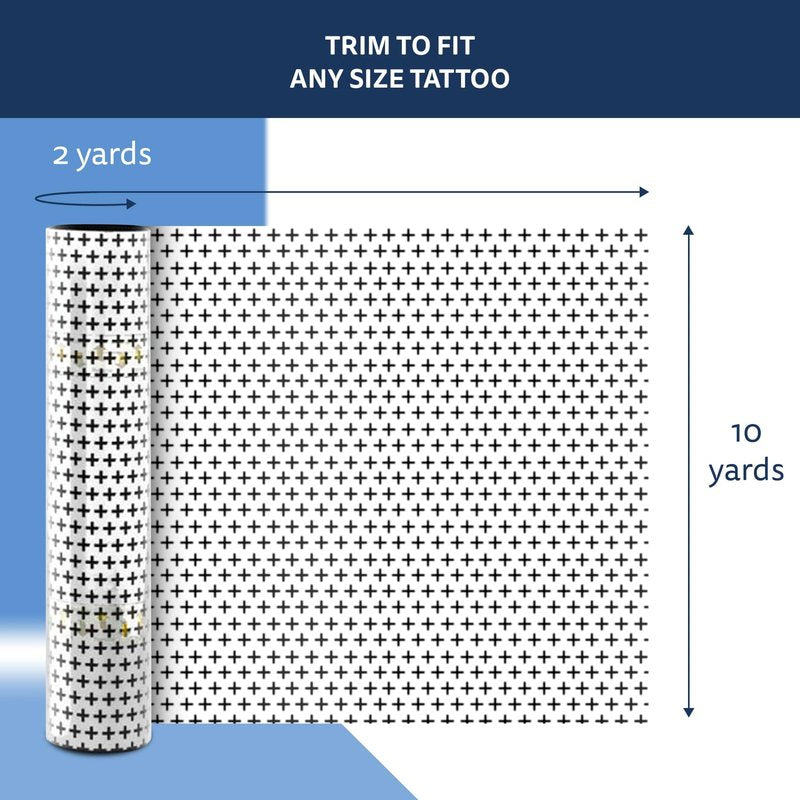 Recovery Aftercare Derm Shield Tattoo Cover Up Patch - Latex-Free & Waterproof Tattoo Aftercare Bandage - Transparent Matte Film - Breathable & Flexible - Promotes Healing & Skin Renewal (10" x 2 yd)