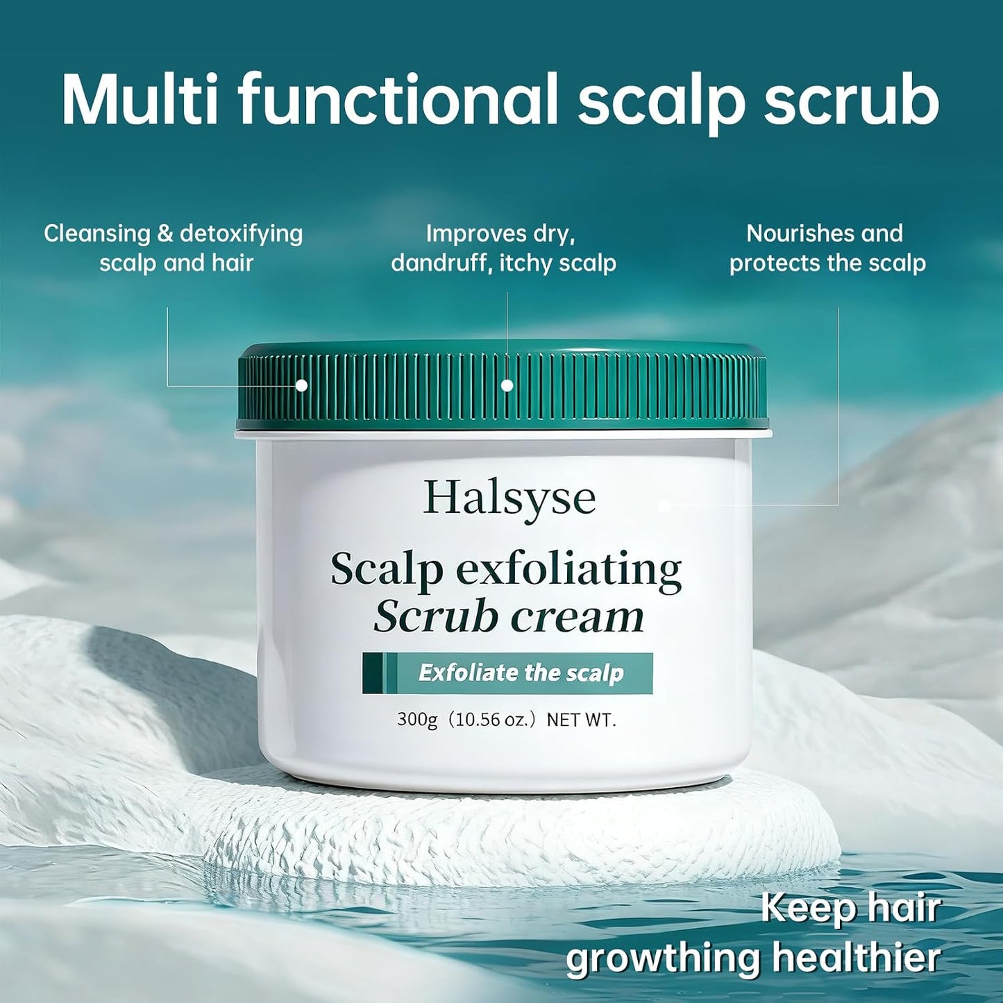Sea Salt Scalp Scrub & Exfoliating Shampoo - Soothes Itchy, Oily Scalp with Rosemary, Coconut & Shea Butter | 8 oz