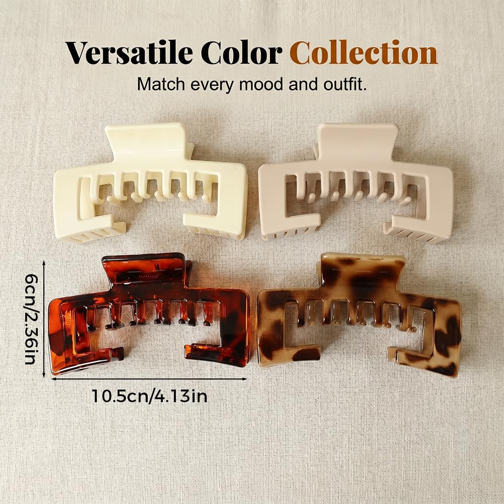 Claw Clips for Baseball Caps - 5 PCS Tortoise Shell Hair Clips for Women | Non-Slip Strong Hold (Black)