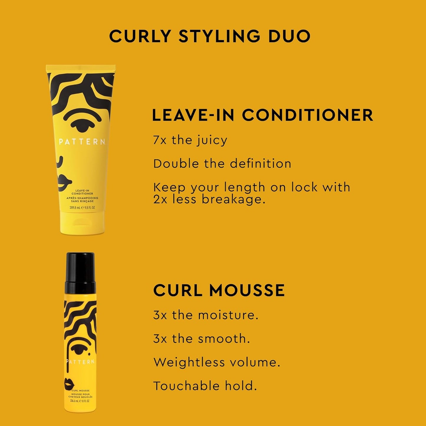 Curly Hair Styling Duo - Curl Mousse & Leave-In Conditioner Set | 8 Fl Oz + 9.8 Fl Oz