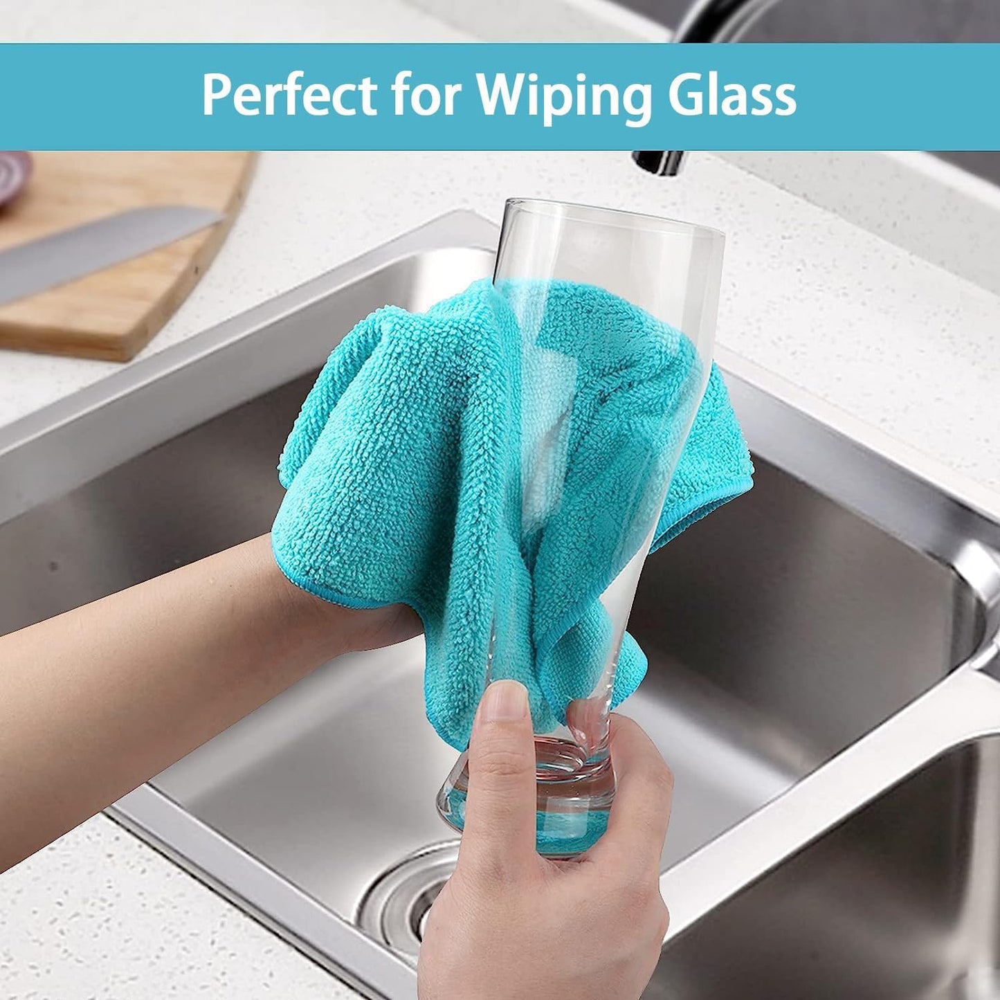 HOMEXCEL Microfiber Cleaning Cloth 210GSM, Pack of 12, Size:11.5" x 11.5", Ultra-Soft, High-Density Non-Abrasive Cleaning Towels for Cars, Glass, Kitchen, Reusable Rags, Blue/Green/Yellow/Pink