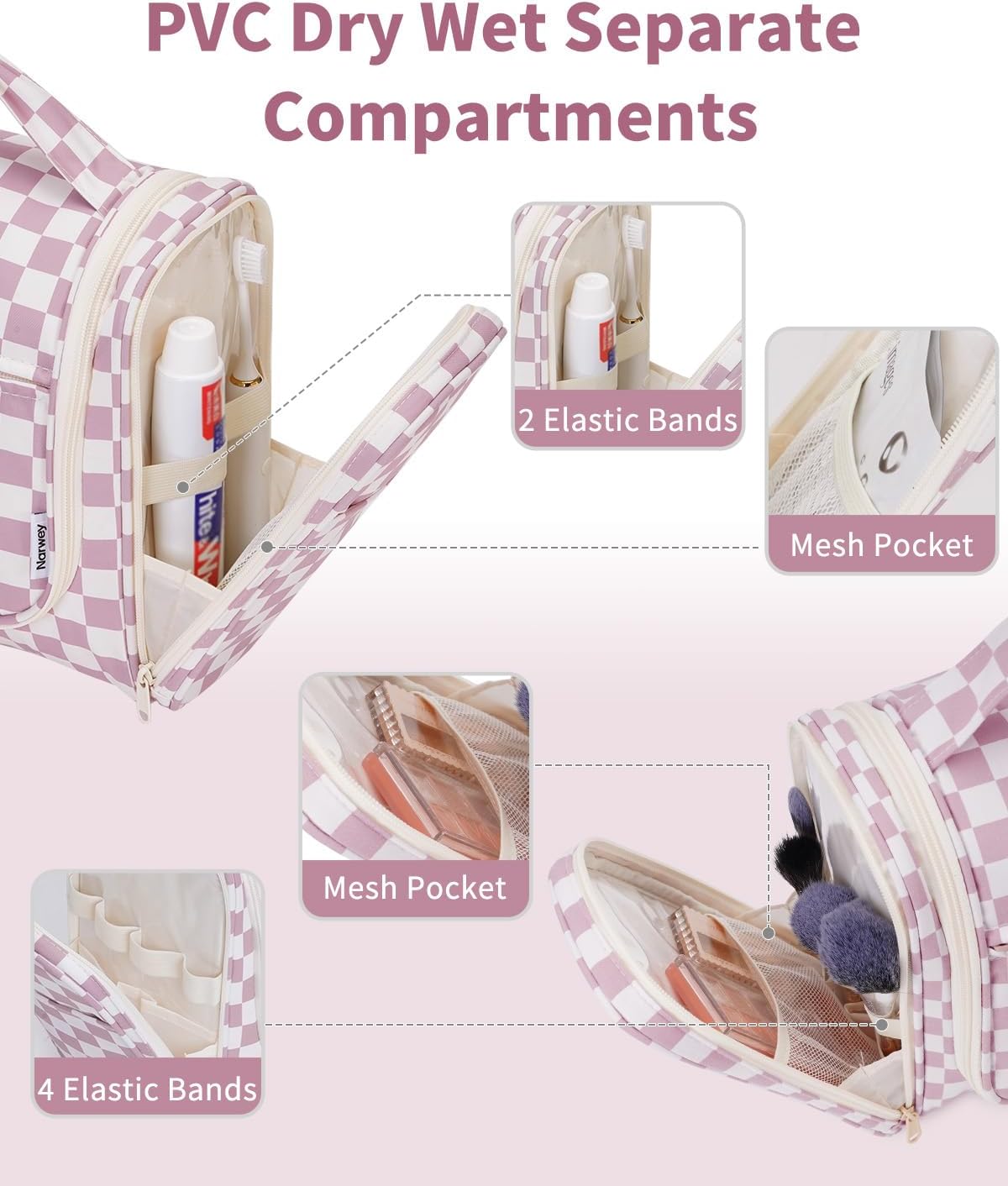 Hanging Toiletry Bag for Women - Travel Makeup Organizer with Multiple Compartments | Perfect for Cosmetics & Toiletries