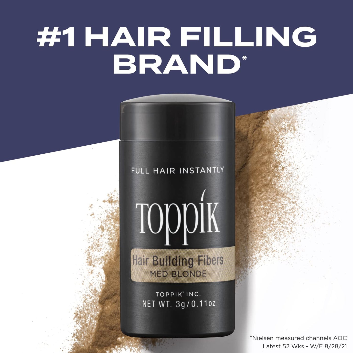 Toppik Hair Building Fibers, Medium Blonde, 27.5g Fill In Fine or Thinning Hair, Instantly Thicker, Fuller Looking, 9 Shades for Men & Women, Keratin Protein Formula
