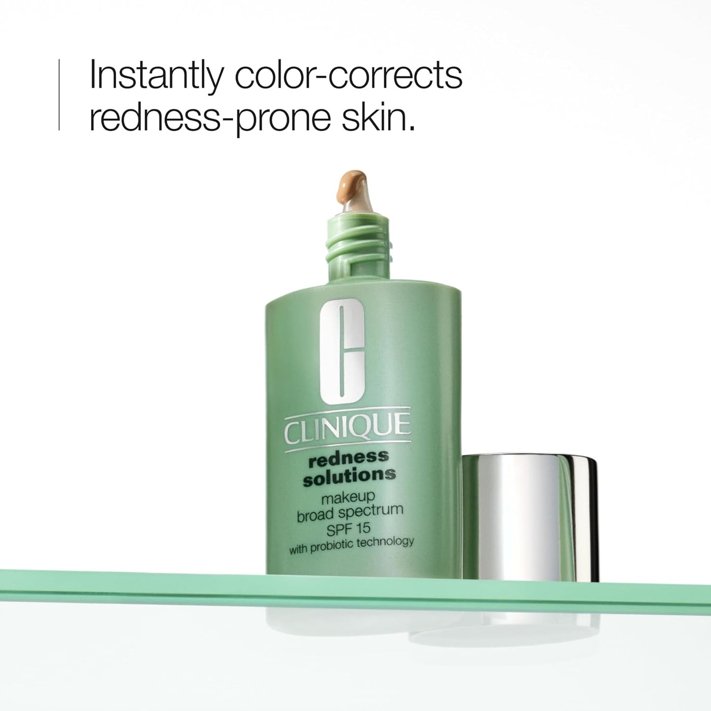 Clinique Redness Solutions Liquid Foundation - SPF 15, Probiotic Formula for Redness-Prone Skin | Medium Coverage, Natural Finish