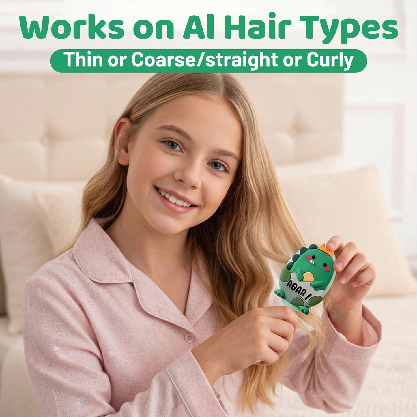 Toddler Hair Brush, Mini Baby Hair Brush for Kids, Travel Brushes for Boys & Girls, Detangler Brushes for Thin or Thick Hairs with Air Cushion (Green)
