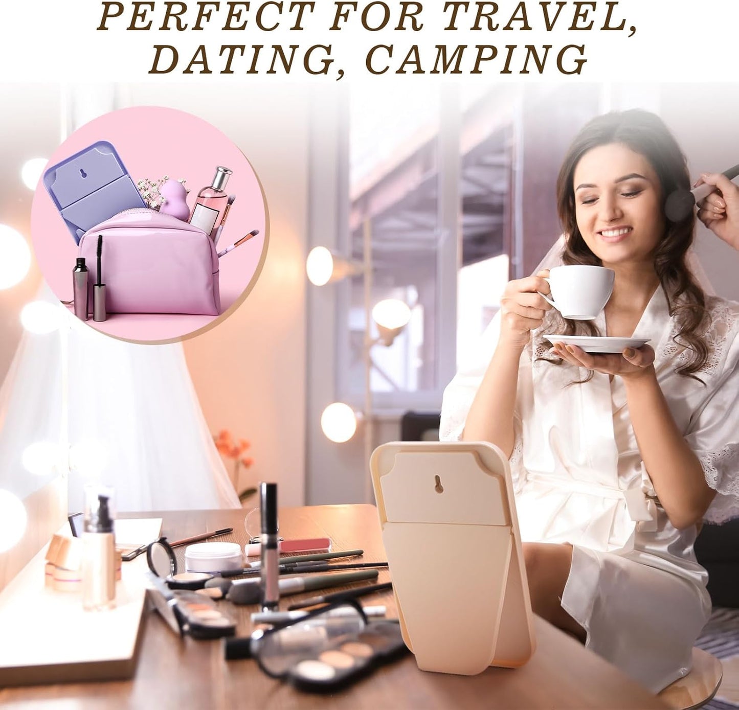 Cinnvoice 24 Pack Desktop Makeup Mirrors - 90° Adjustable Folding Vanity Mirrors | Portable for Travel & Spa (8")