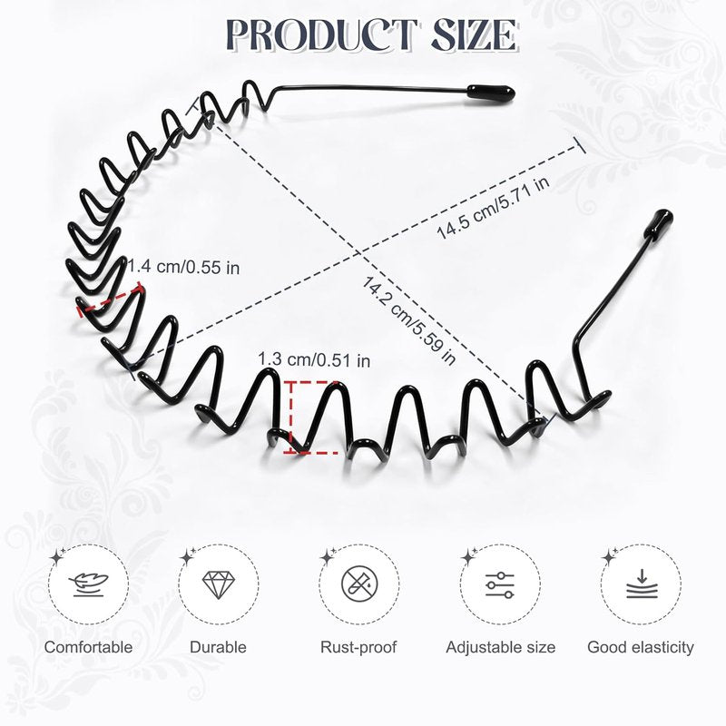 Metal Hair Band - Fashion Wavy Spring Headband for Men & Women | Elastic Non-Slip Design for Daily Use & Outdoor Sports