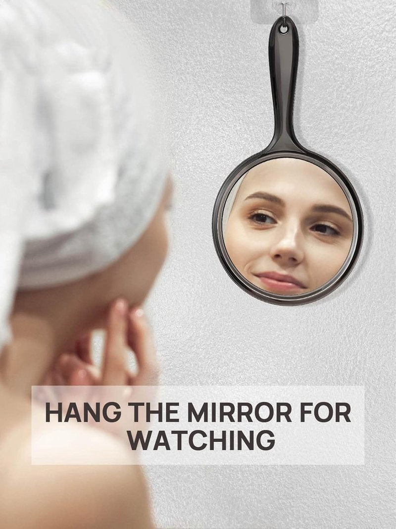 Double-Sided Hand Mirror - 1X/3X Magnifying Handheld Mirror Set of 3 | Transparent Black