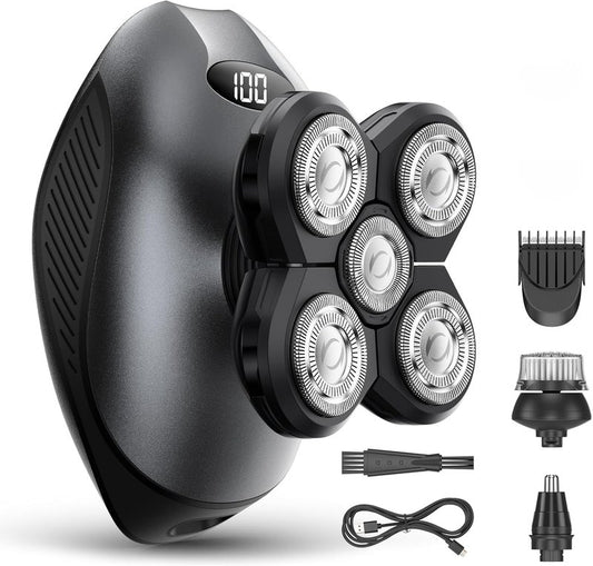 Electric Razor for Men - Cordless Rechargeable Wet/Dry Head & Body Shaver | Waterproof Rotary Blades, Gray