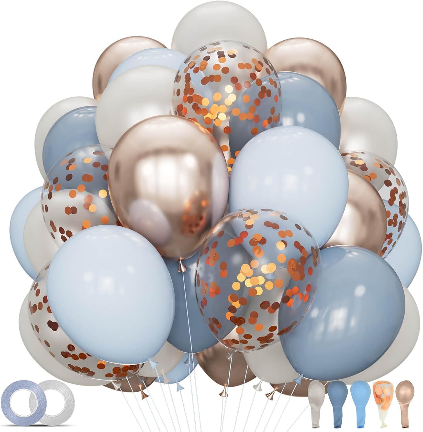 68Pcs Pink & Purple Balloons - 12 Inch Metallic Latex Balloons with Confetti & Ribbons | Perfect for Weddings, Birthdays & Baby Showers