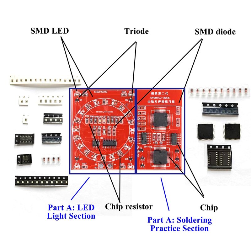 ISolderStore Soldering Practice Kit 4 Kits SMD SMT Kit DIY Electronic DIY Kits Soldering Project Soldering Training Board All in One