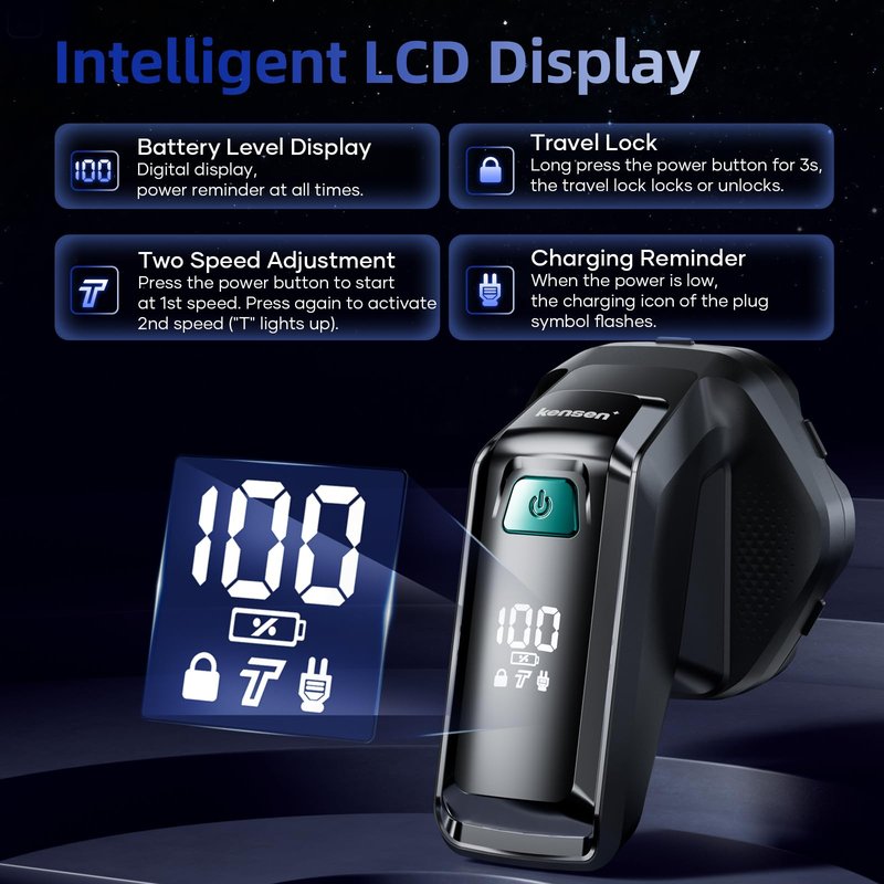 Head Shavers for Bald Men, kensen Upgrade Magnetic Head Shavers, Long Battery Life Electric Bald Razor, 2 Speed Settings, IPX6 Waterproof Wet/Dry Shaving, LED Display, Rechargeable 7D Rotary Shaver