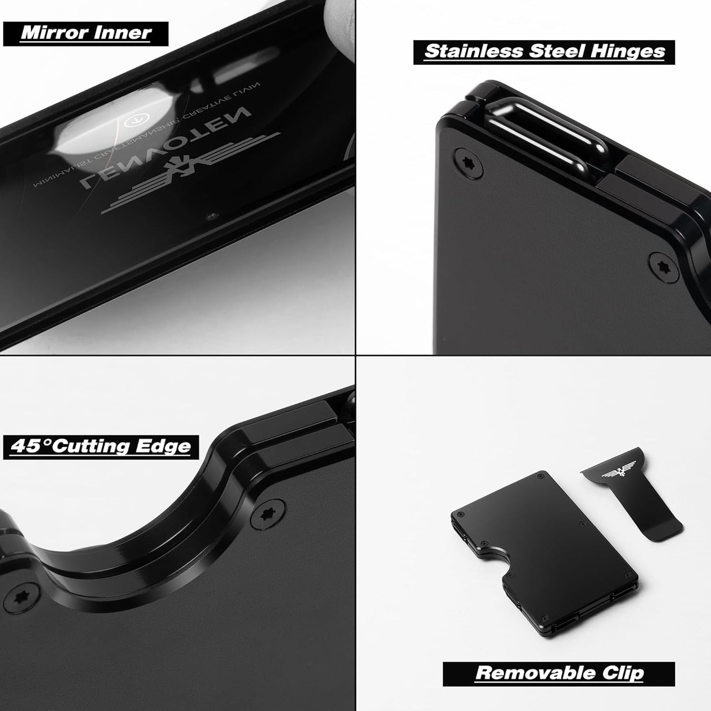 Lenvoten Minimalist RFID Blocking Wallet for Men - Slim Metal Design | Holds 20 Cards & Cash | Scratch-Resistant Finish