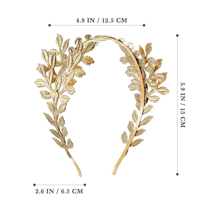 Healeved Golden Leaf Bridal Headband Baroque Tiara Headpiece for Wedding Anniversary Valentine S Day Party Photoshoot