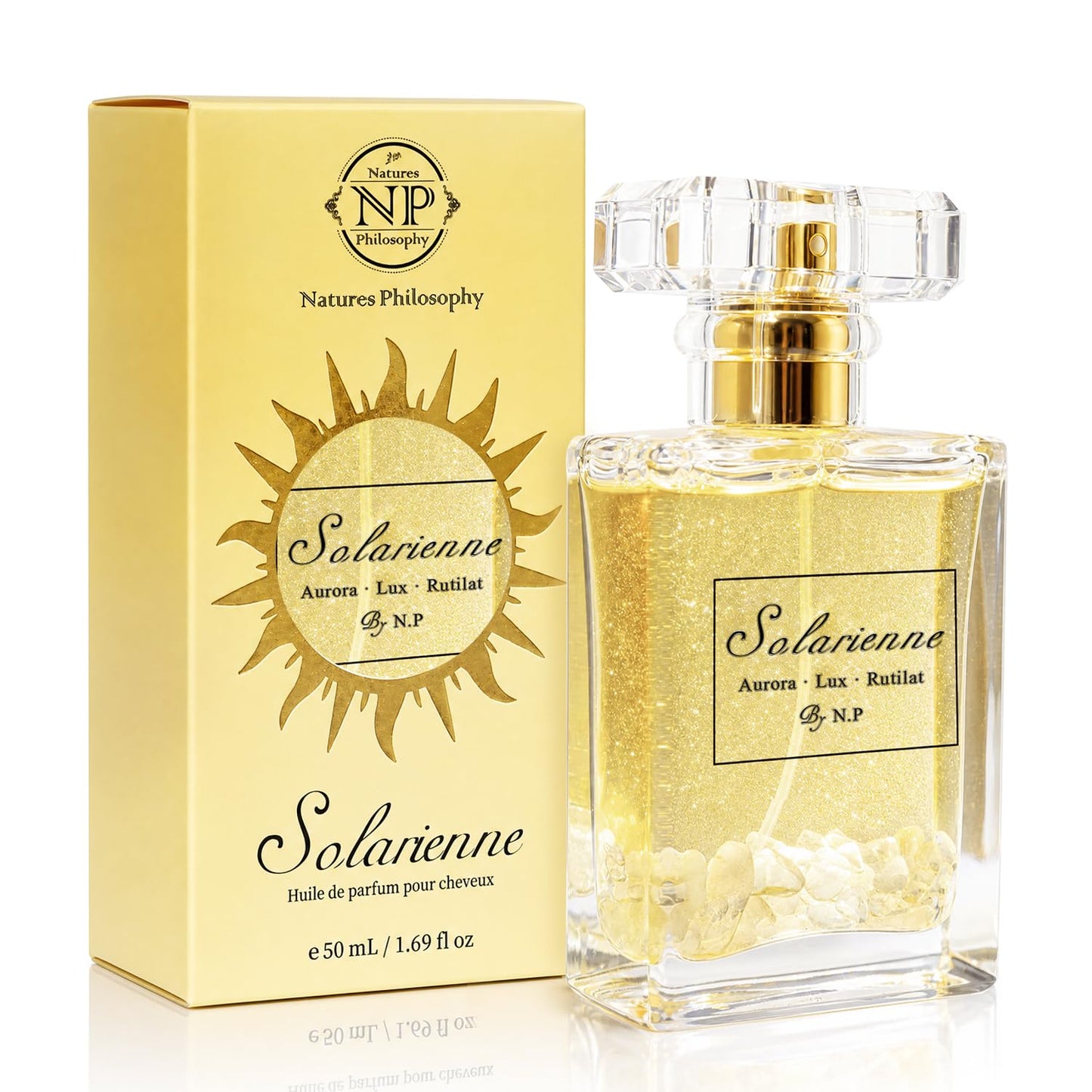 NP NATURES PHILOSOPHY 2-in-1 Hair Perfume Oil, Leave-in Serum Shine Mist for Women, Anti-Frizz Smoothing Spray with Jojoba Oil, Long Lasting Scent Layering Portable Travel Size 1.7 Fl Oz Solarienne