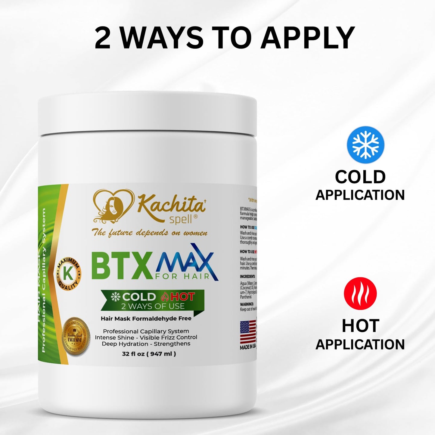 Kachita Spell BTXMAX Deep Conditioning Hair Mask for Dry & Damaged Hair, Keratin & Argan Oil Treatment for Hydration, Frizz Control & Softness, Sulfate Free & Paraben Free, 32oz