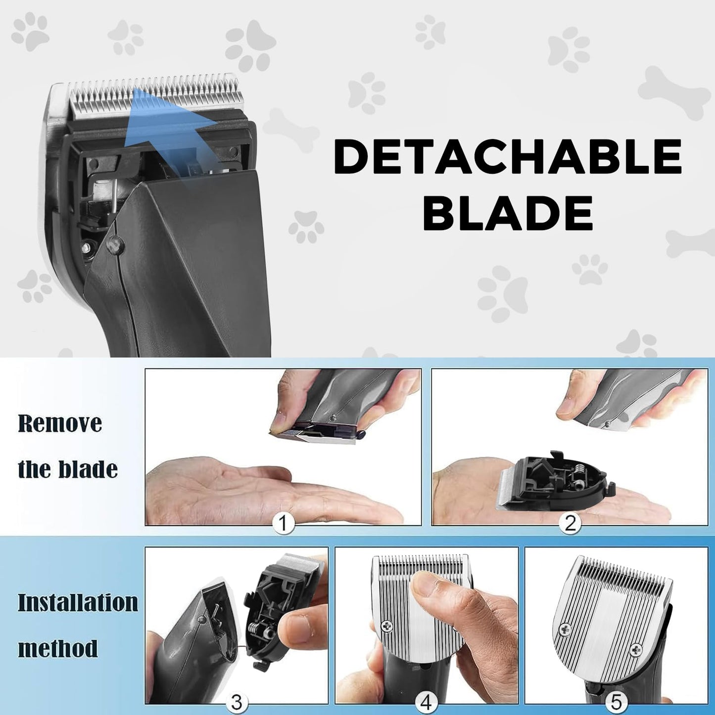 ZZYZSFUS 5 in 1 Replacement Blades Compatible with Bravura Clipper Chromado,Creativa, Figura Dog Clippers for Dogs Grooming (5 in 1/2Pack)