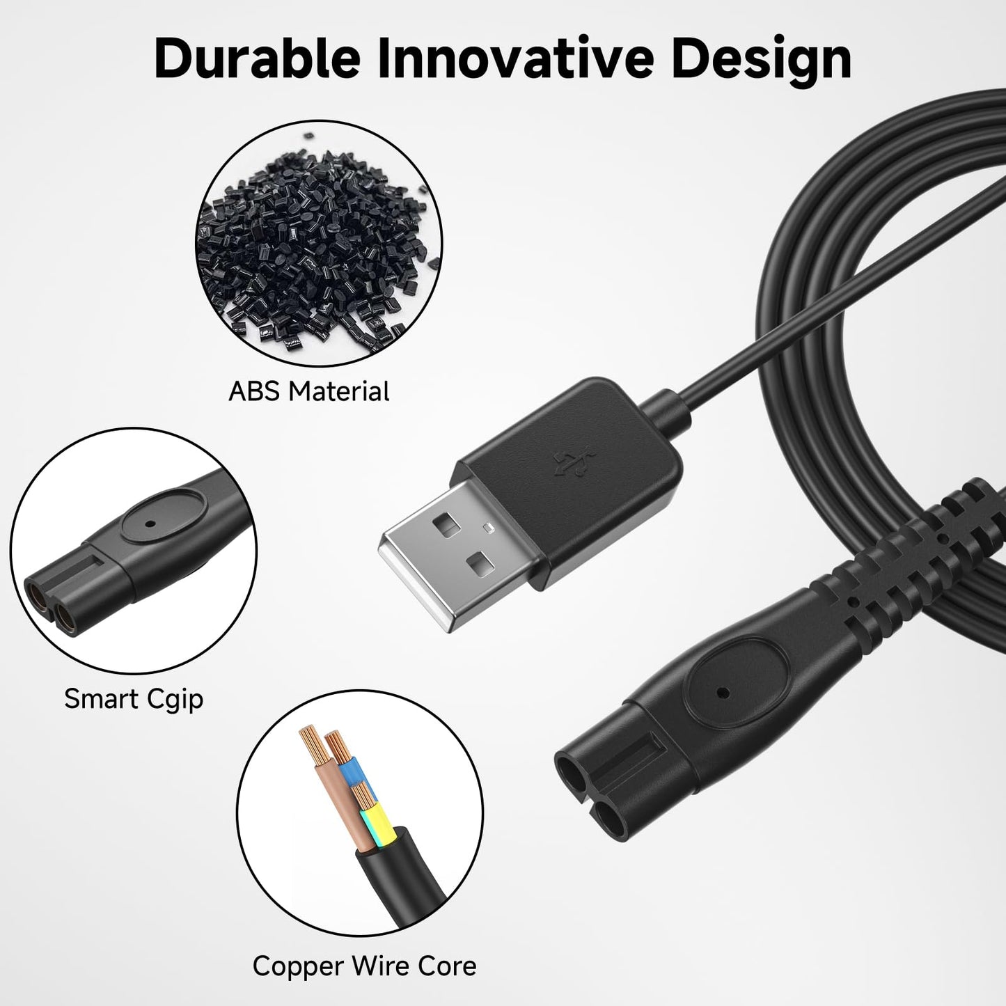 NFGEKT 5V 1A Charger Fit for Philips Norelco OneBlade QP2724 QP2834 MG5910 MG7910 MG9510, USB Charging Cord for philips Wet & Dry Shavers Compatible with 2000, 3000, 7000 Series Trimmers